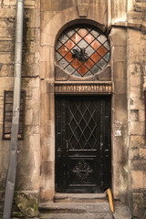 Beautiful door on the facade of a historic building in Ukraine