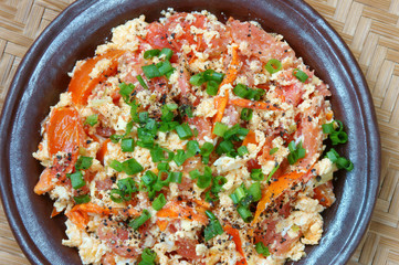 Vietnamese food, tomato saute egg