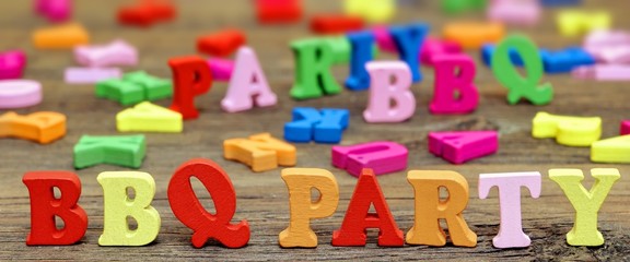 Sign BBQ Party on the wood board