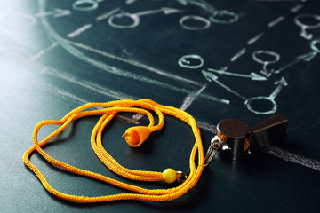 Scheme basketball game on blackboard background