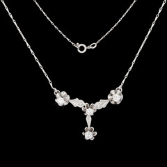 White gold necklace with diamonds