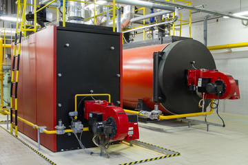 Gas boilers in gas boiler room