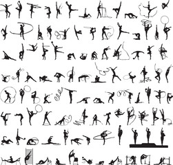 set of silhouettes Rhythmic Gymnastics - 76979184