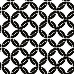 Fototapeta premium Round shapes seamless pattern, black and white background.