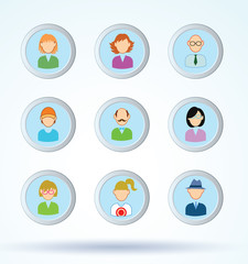 Simple avatar icons set, vector.