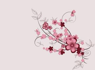 Abstract ornament of pink flowers .