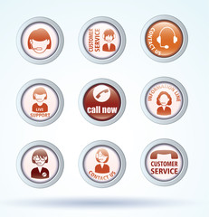 Fototapeta premium Set of call center operator icons. vector