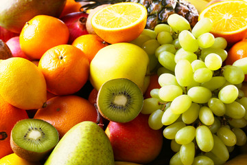 Assortment of exotic fruits close-up