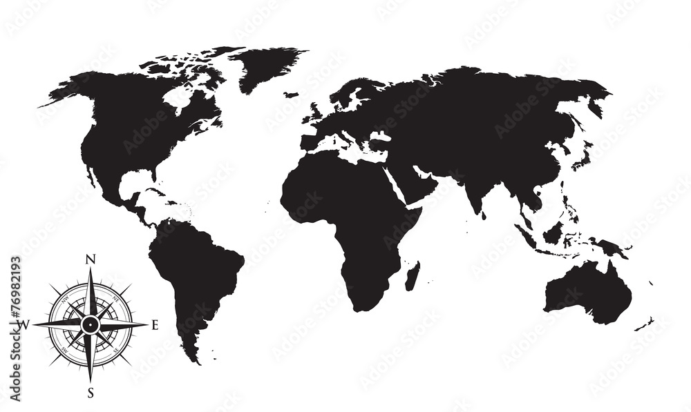 Canvas Prints world map and compass background