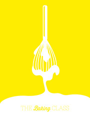 Vector whisk on yellow background. Vector design.