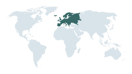 Fototapeta na wymiar world map hight lighting europe