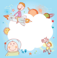 Space  Banners or Bookmarks, hand drawn vector illustration.