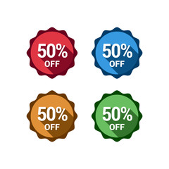 50 % Off Sale Flat Badges