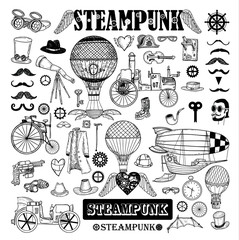 Steampunk collection, hand drawn vector illustration.