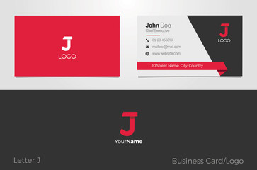 J Letter Logo Corporate Business card