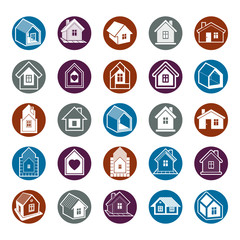 Cottages collection, real estate and construction theme. Houses