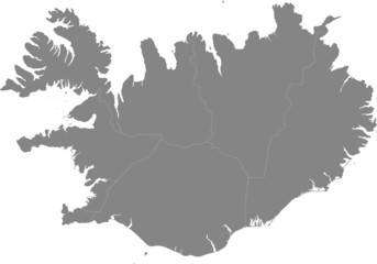 Iceland - map of the regions