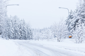 Obraz premium Snow landscape and road