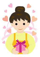 プレゼントを持つ女性