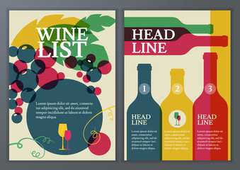 Set of vector template for brochure, flyer, poster, wine list, m