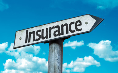 Insurance sign with sky background