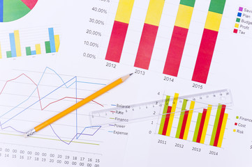 Business charts and numbers