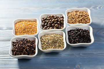 spices on wooden table