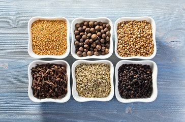 spices on wooden table