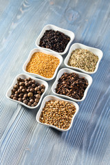 spices on wooden table