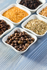 spices on wooden table