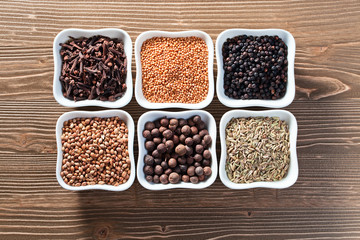 spices on wooden table