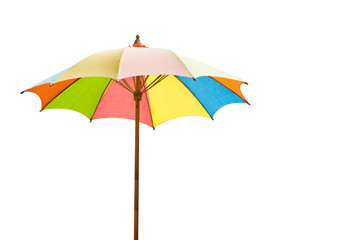 Fototapeta na wymiar colorful wood umbrella isolated on white