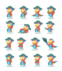 Set of pirate parrot