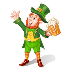 Leprechaun Drinking Beer-St. Patrick's Day Cartoon