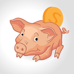 Vector piggy bank with coin