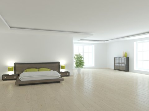 white bedroom-3d rendering