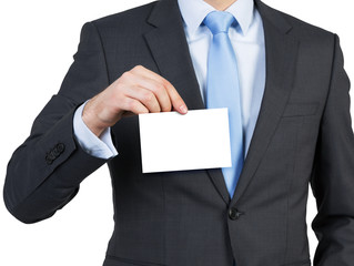 businessman holding blank paper