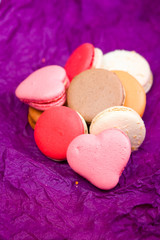 French colorful macarons with hearts