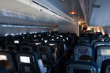 Cabin of modern passenger airplane