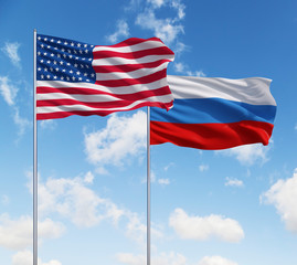 flags of usa and Russia