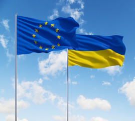 flags of usa and Ukraine