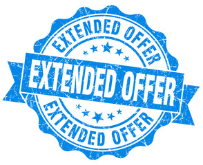extended offer blue grunge seal isolated on white