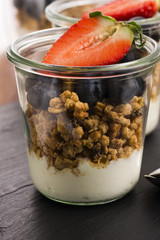 muesli and yogurt with fresh berries