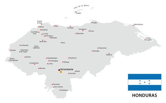 honduras map with flag