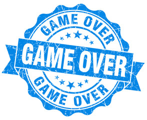Fototapeta premium game over blue grunge seal isolated on white