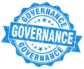 Obraz premium governance blue grunge seal isolated on white