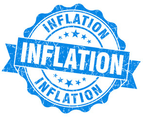 inflation blue grunge seal isolated on white