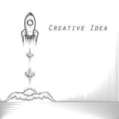 Space rocket launch tattoo