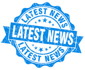 Fototapeta premium latest news blue grunge seal isolated on white