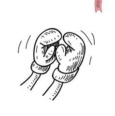 Boxing glove icon, Hand drawn vector illustration.